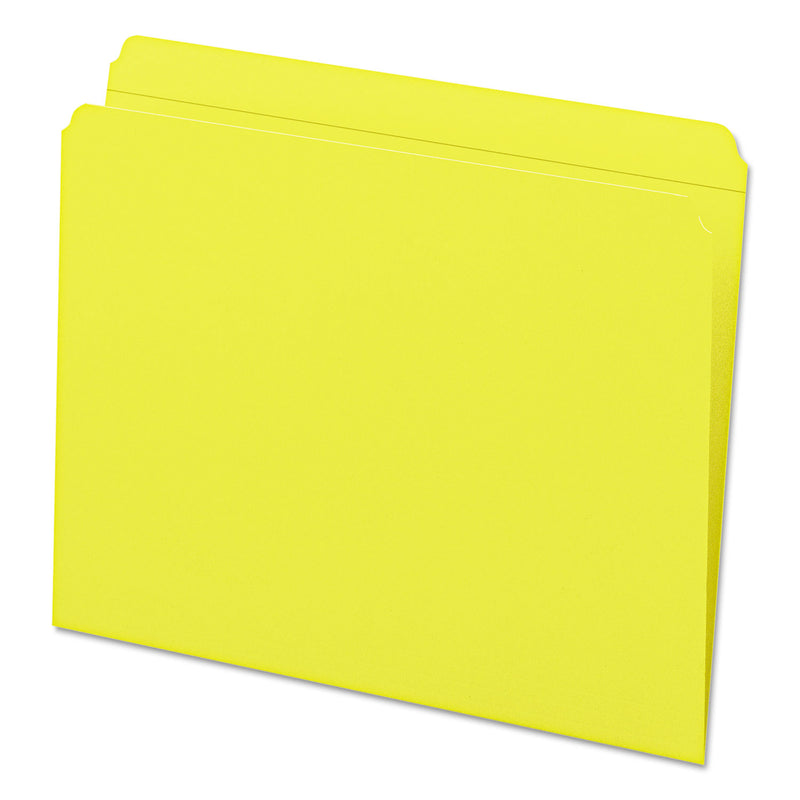 Smead Reinforced Top Tab Colored File Folders, Straight Tabs, Letter Size, 0.75" Expansion, Yellow, 100/Box