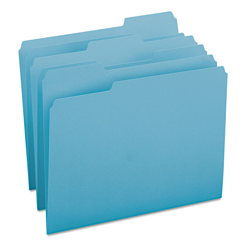 Smead Colored File Folders, 1/3-Cut Tabs: Assorted, Letter Size, 0.75" Expansion, Teal, 100/Box