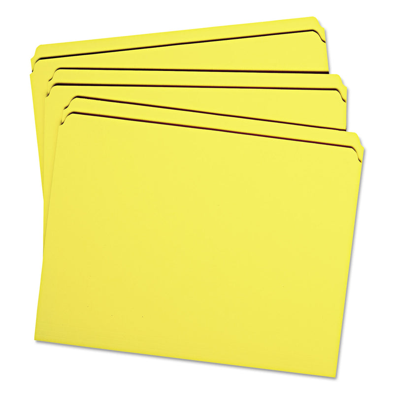 Smead Reinforced Top Tab Colored File Folders, Straight Tabs, Letter Size, 0.75" Expansion, Yellow, 100/Box