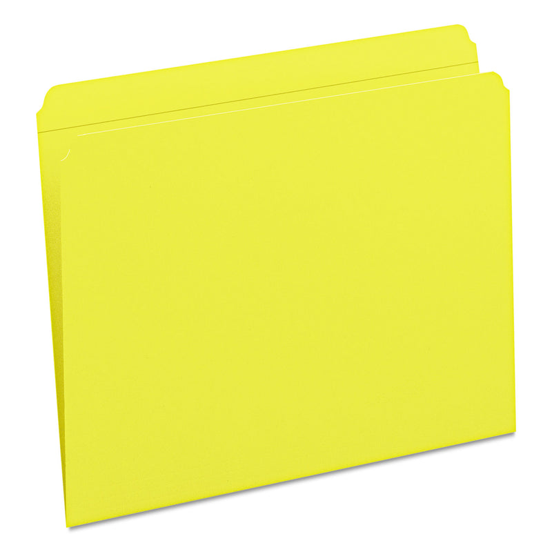 Smead Reinforced Top Tab Colored File Folders, Straight Tabs, Letter Size, 0.75" Expansion, Yellow, 100/Box