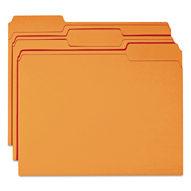 Smead Colored File Folders, 1/3-Cut Tabs: Assorted, Letter Size, 0.75" Expansion, Orange, 100/Box