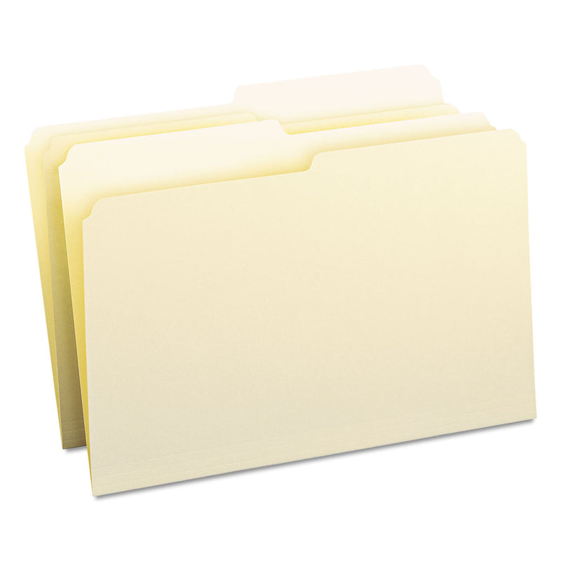 Smead Manila File Folders, 1/2-Cut Tabs: Assorted, Legal Size, 0.75" Expansion, Manila, 100/Box