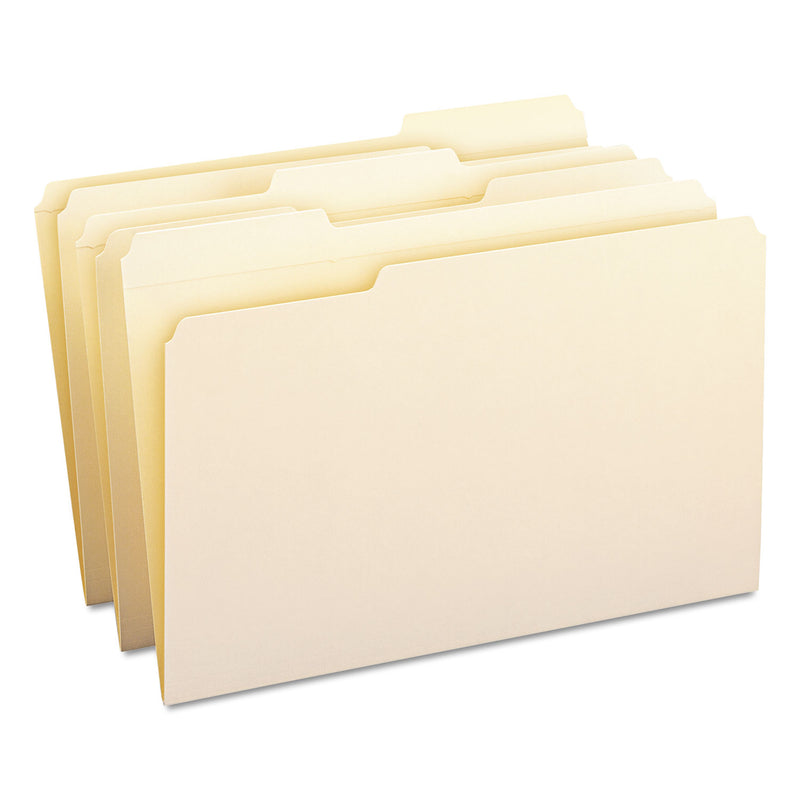 Smead Reinforced Tab Manila File Folders, 1/3-Cut Tabs: Assorted, Legal Size, 0.75" Expansion, 11-pt Manila, 100/Box