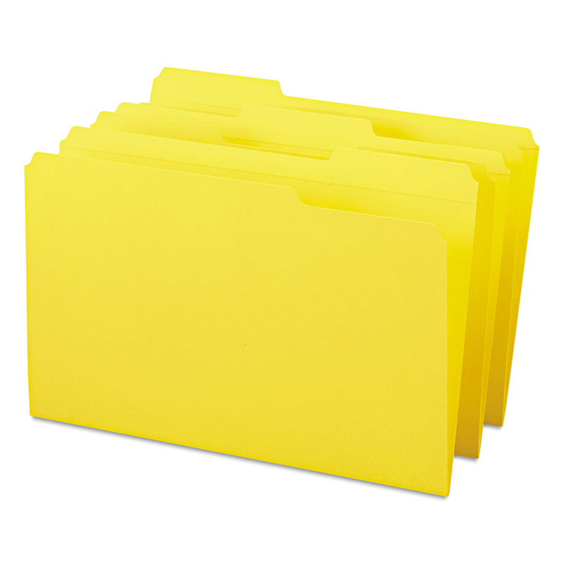 Smead Reinforced Top Tab Colored File Folders, 1/3-Cut Tabs: Assorted, Legal Size, 0.75" Expansion, Yellow, 100/Box