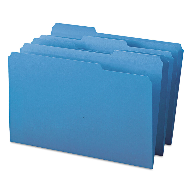 Smead Colored File Folders, 1/3-Cut Tabs: Assorted, Legal Size, 0.75" Expansion, Blue, 100/Box