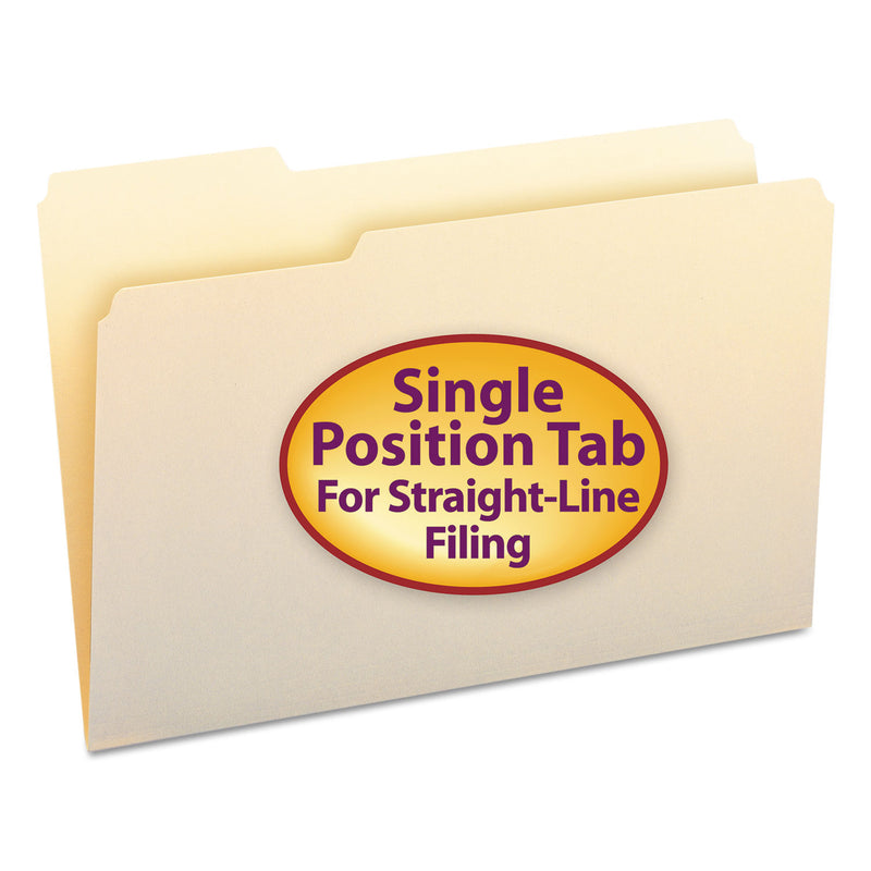 Smead Manila File Folders, 1/3-Cut Tabs: Left Position, Legal Size, 0.75" Expansion, Manila, 100/Box