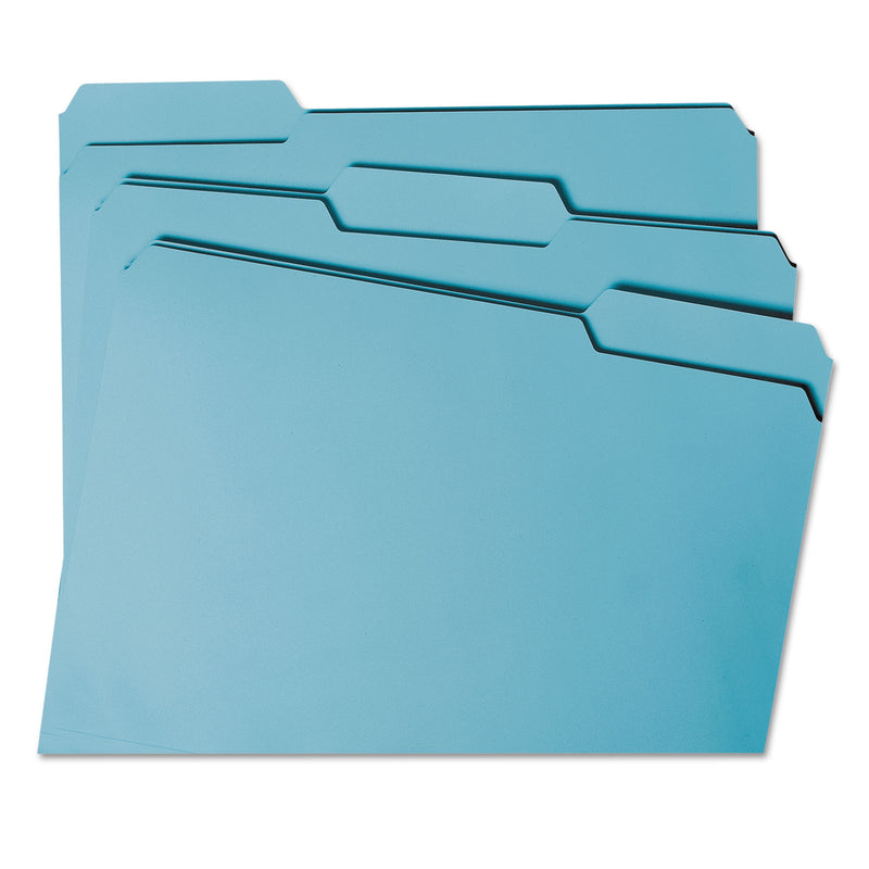 Smead Colored File Folders, 1/3-Cut Tabs: Assorted, Letter Size, 0.75" Expansion, Teal, 100/Box