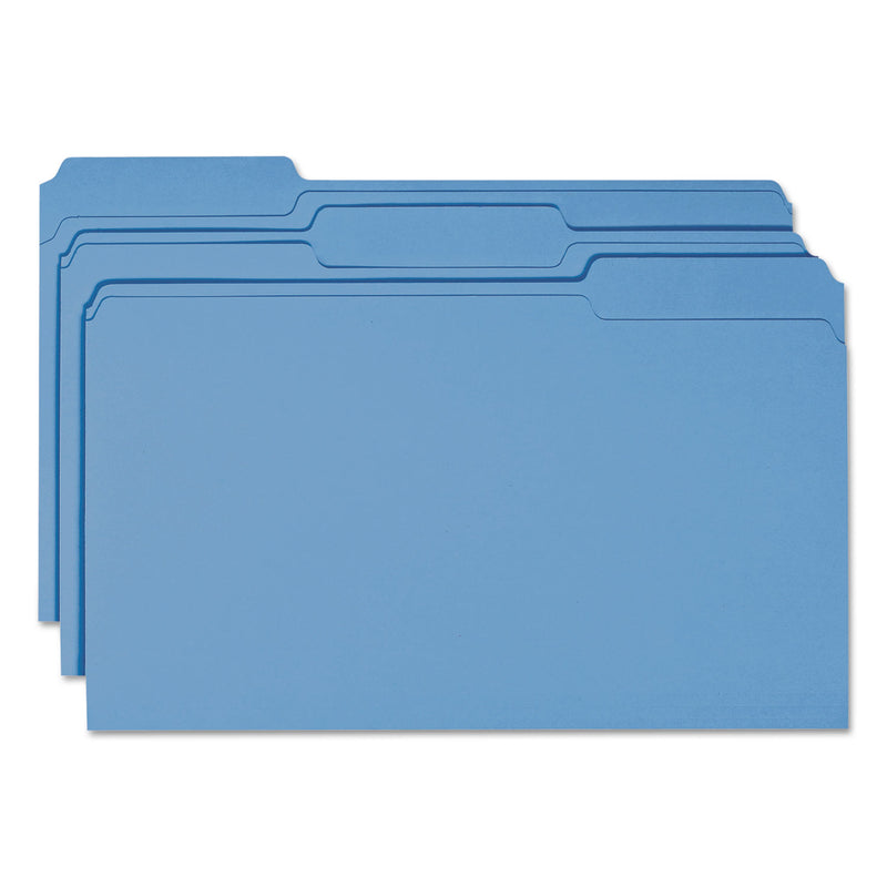 Smead Colored File Folders, 1/3-Cut Tabs: Assorted, Legal Size, 0.75" Expansion, Blue, 100/Box