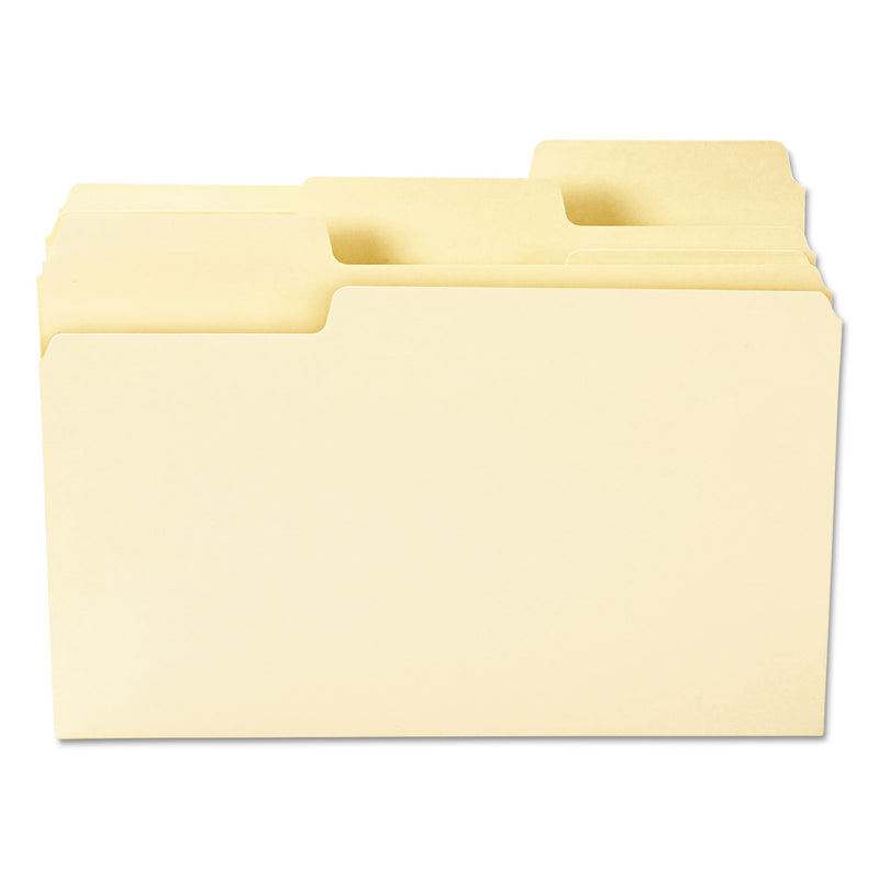Smead SuperTab Top Tab File Folders, 1/3-Cut Tabs: Assorted, Legal Size, 0.75" Expansion, 11-pt Manila, 100/Box