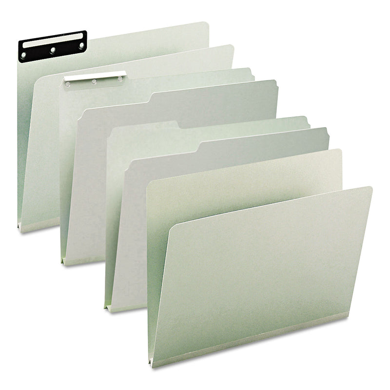 Smead Expanding Recycled Heavy Pressboard Folders, 1/3-Cut Tabs: Assorted, Letter Size, 1" Expansion, Gray-Green, 25/Box