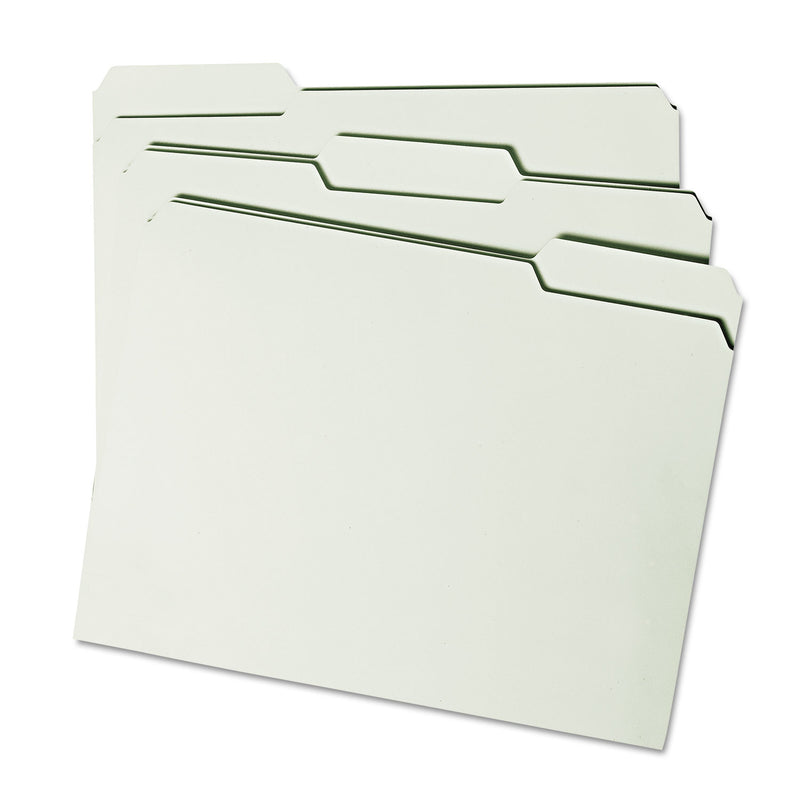 Smead Expanding Recycled Heavy Pressboard Folders, 1/3-Cut Tabs: Assorted, Letter Size, 2" Expansion, Gray-Green, 25/Box