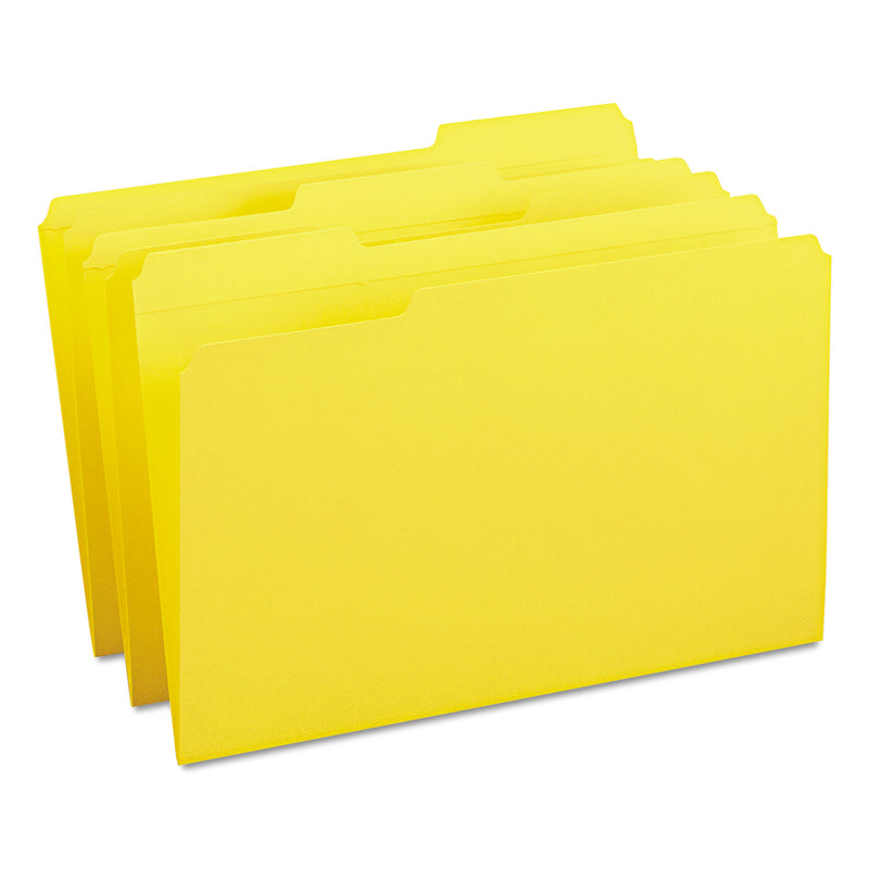 Smead Reinforced Top Tab Colored File Folders, 1/3-Cut Tabs: Assorted, Legal Size, 0.75" Expansion, Yellow, 100/Box