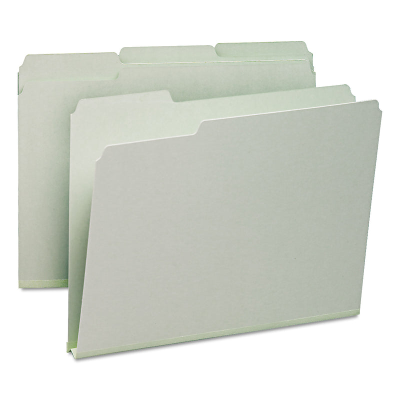 Smead Expanding Recycled Heavy Pressboard Folders, 1/3-Cut Tabs: Assorted, Letter Size, 1" Expansion, Gray-Green, 25/Box