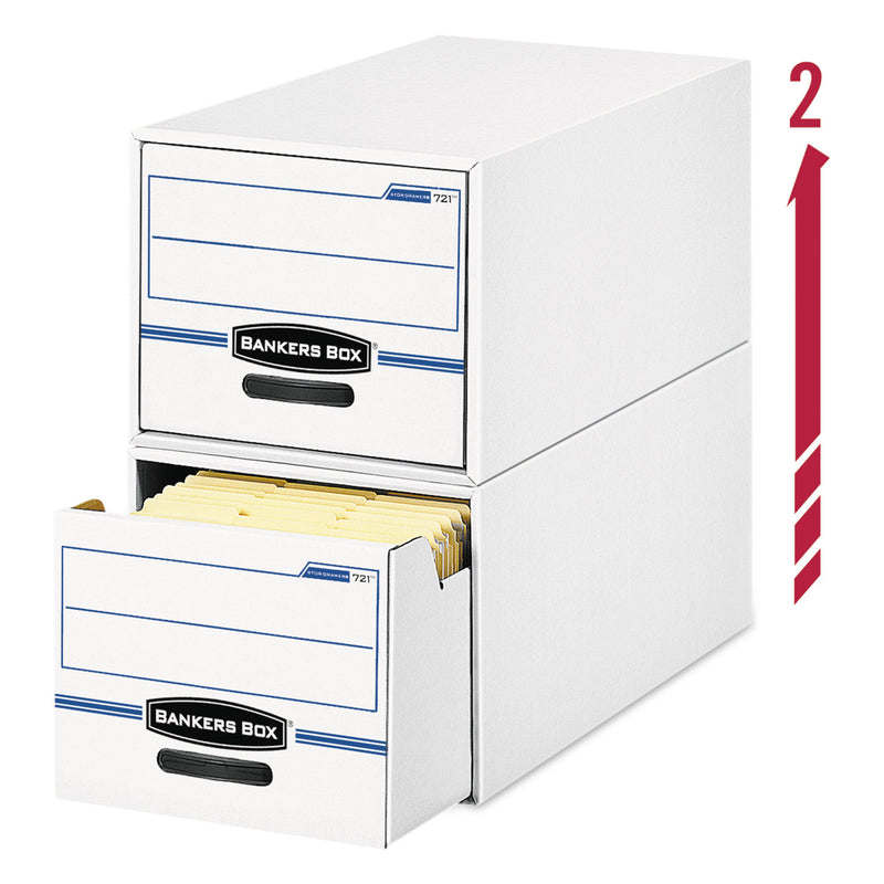 Bankers Box STOR/DRAWER Basic Space-Savings Storage Drawers, Letter Files, 14" x 25.5" x 11.5", White/Blue, 6/Carton