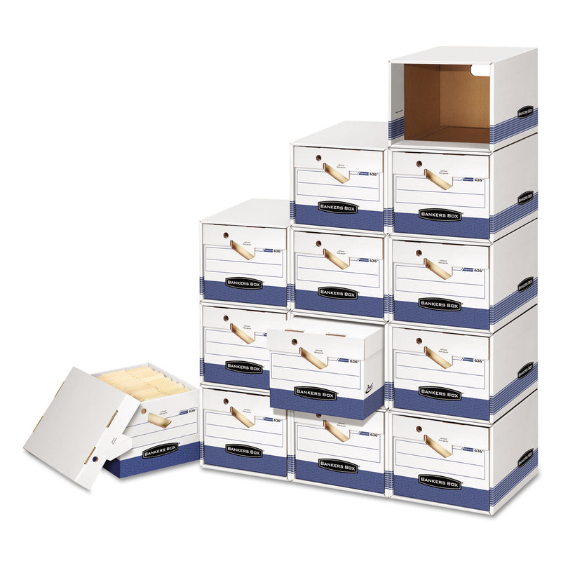 Bankers Box File/Cube Box Shell, Legal/Letter, 23.75 x 19.75, White/Blue, 6/Carton