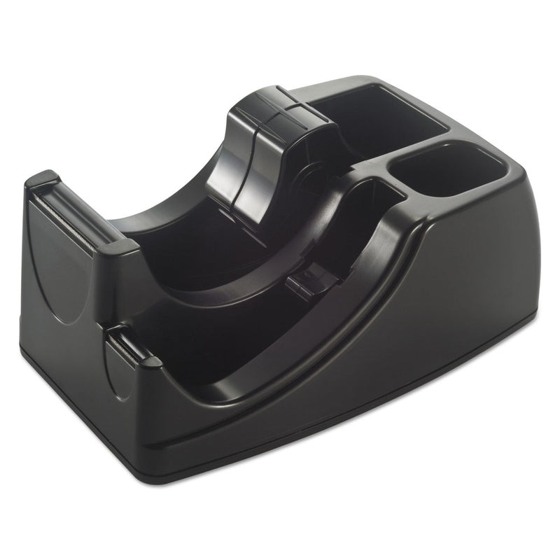 Officemate Recycled 2-in-1 Heavy Duty Tape Dispenser, 1" and 3" Cores, Plastic, Black