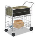 Fellowes Wire Mail Cart, Metal, 2 Bins, 21.5" x 37.5" x 39.5", Chrome
