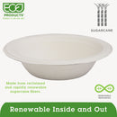Eco-Products Renewable and Compostable Sugarcane Bowls, 12 oz, Natural White, 50/Packs