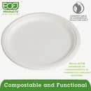 Eco-Products Renewable and Compostable Sugarcane Plates, 10" dia, Natural White, 500/Carton
