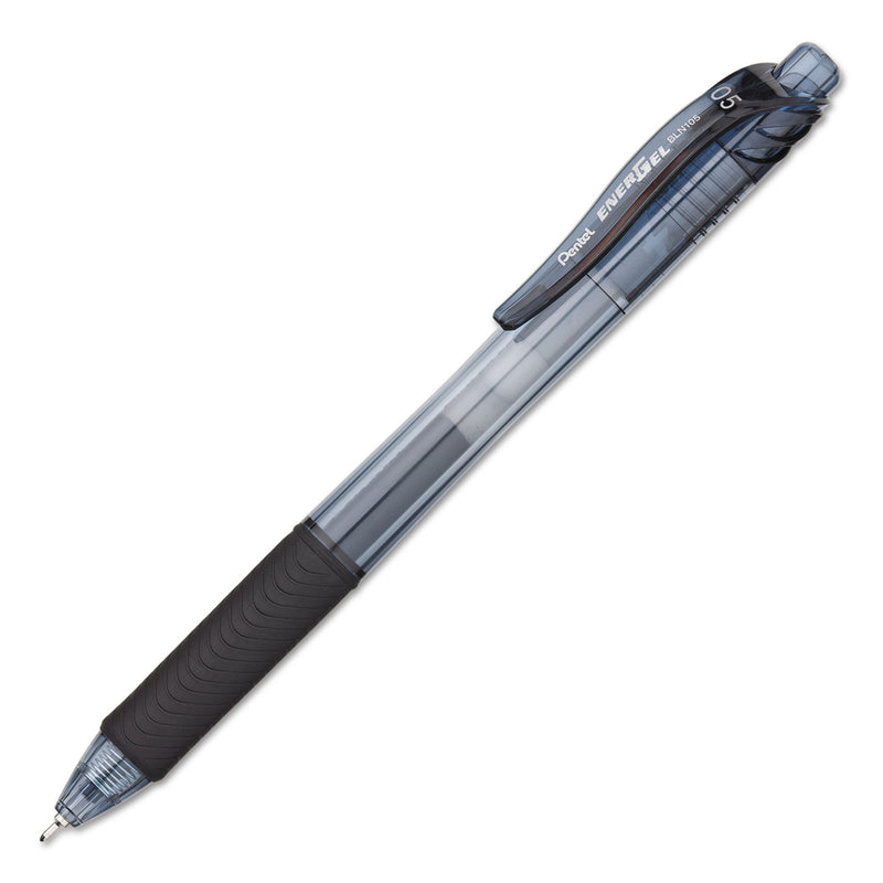 Pentel EnerGel-X Gel Pen, Retractable, Fine 0.5 mm Needle Tip, Black Ink, Black Barrel, 24/Pack