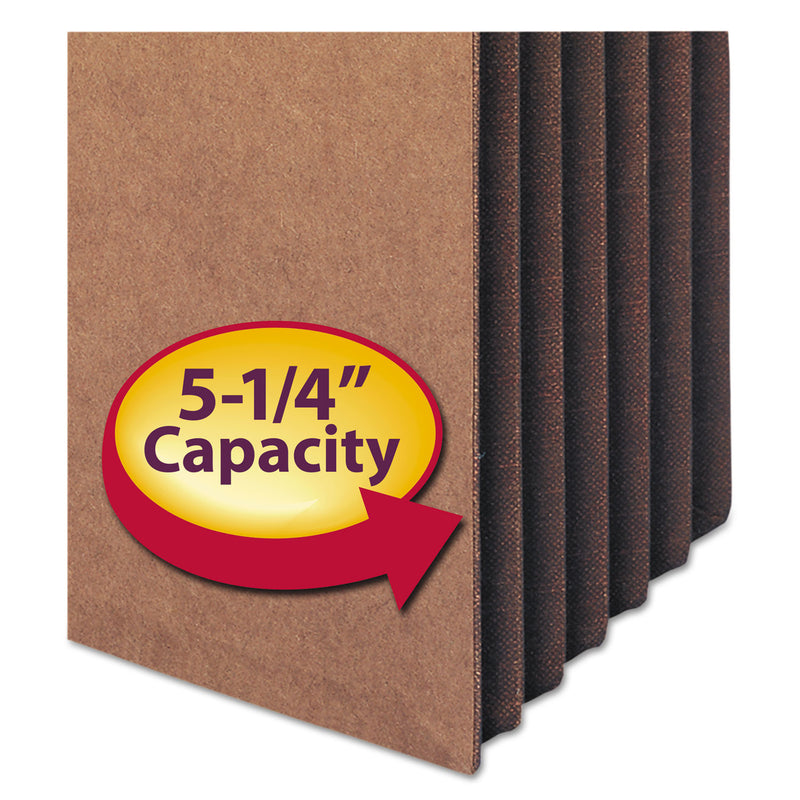 Smead Redrope TUFF Pocket Drop-Front File Pockets with Fully Lined Gussets, 5.25" Expansion, Legal Size, Redrope, 10/Box