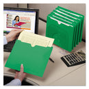 Smead Colored File Jackets with Reinforced Double-Ply Tab, Straight Tab, Letter Size, Green, 100/Box