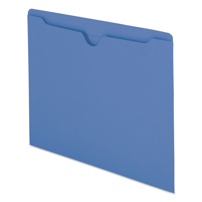 Smead Colored File Jackets with Reinforced Double-Ply Tab, Straight Tab, Letter Size, Blue, 100/Box