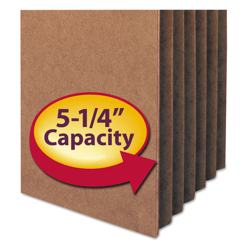 Smead Redrope Drop Front File Pockets, 5.25" Expansion, Letter Size, Redrope, 10/Box