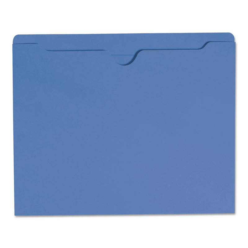 Smead Colored File Jackets with Reinforced Double-Ply Tab, Straight Tab, Letter Size, Blue, 100/Box