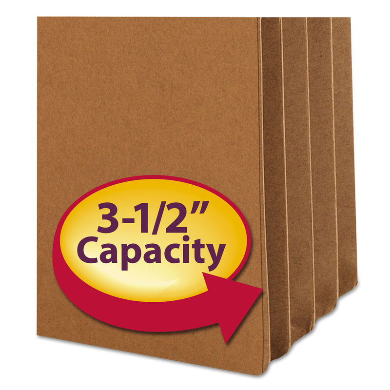 Smead Redrope Drop Front File Pockets with 2/5-Cut Guide Height Tabs, 3.5" Expansion, Legal Size, Redrope, 25/Box