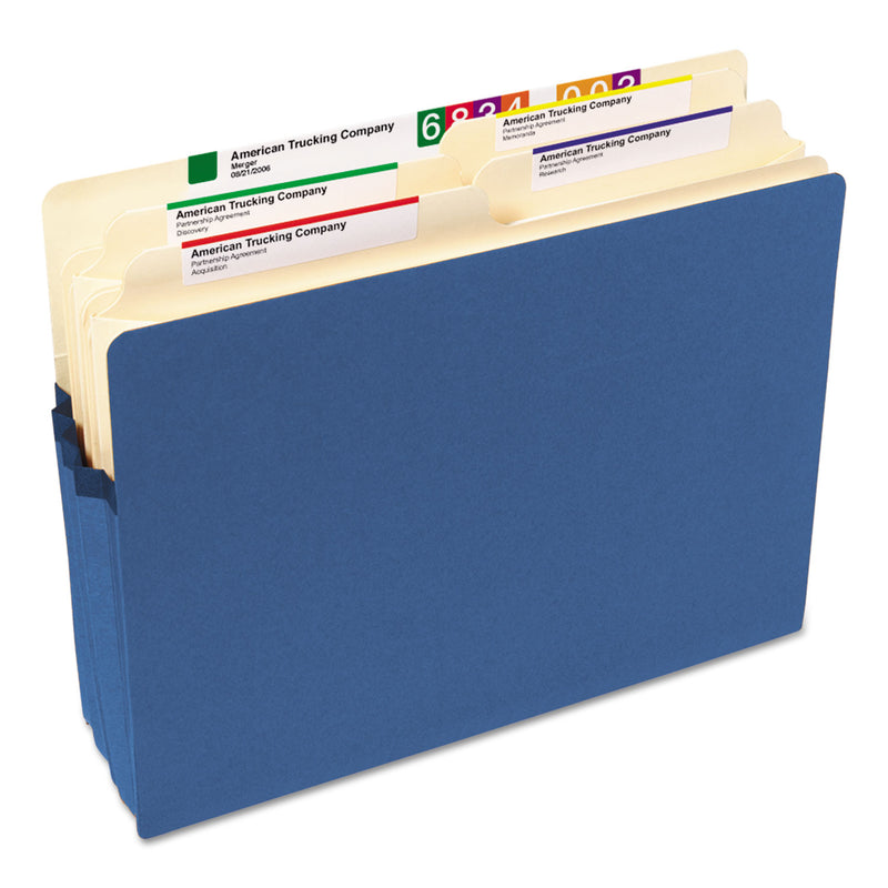 Smead Colored File Pockets, 3.5" Expansion, Letter Size, Blue