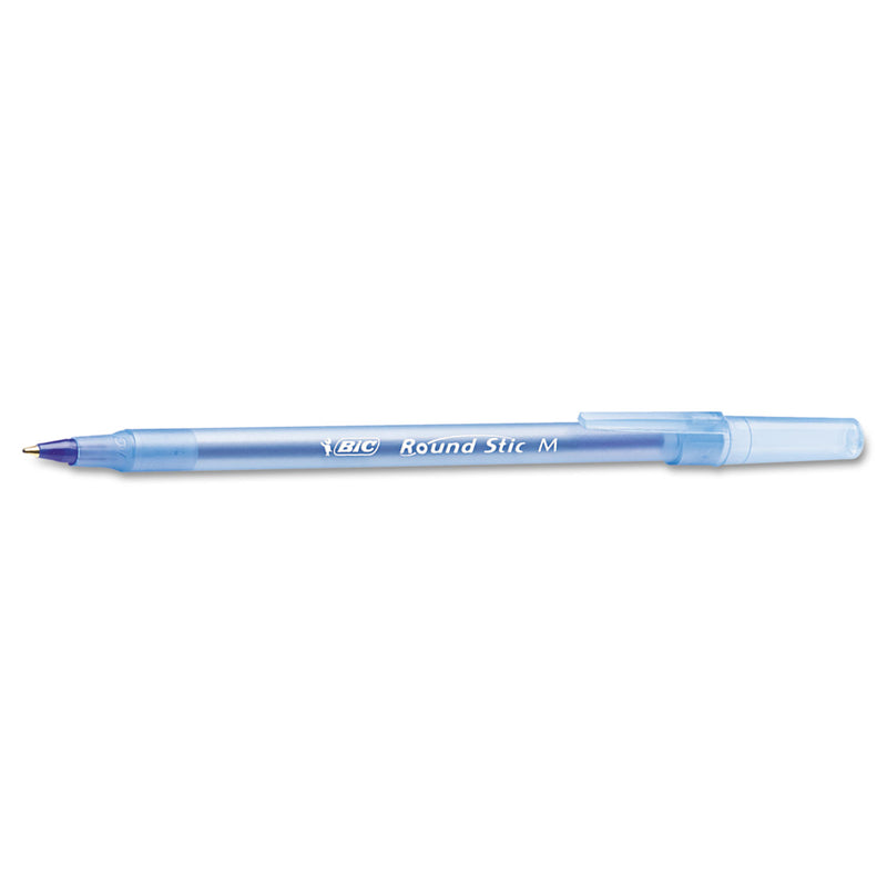 BIC Round Stic Xtra Life Ballpoint Pen Value Pack, Stick, Medium 1 mm, Blue Ink, Translucent Blue Barrel, 60/Box