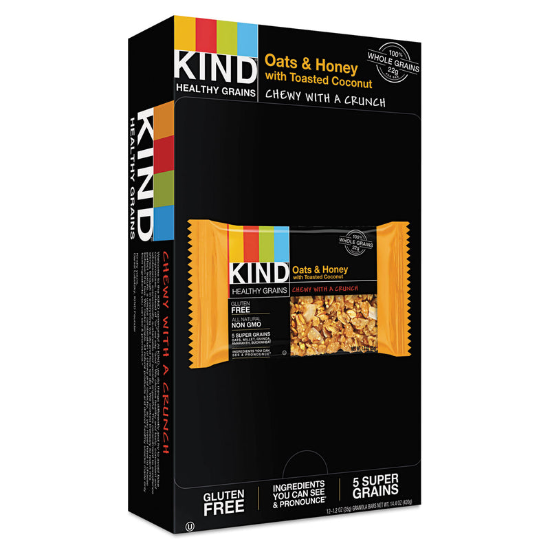 KIND Healthy Grains Bar, Oats and Honey with Toasted Coconut, 1.2 oz, 12/Box