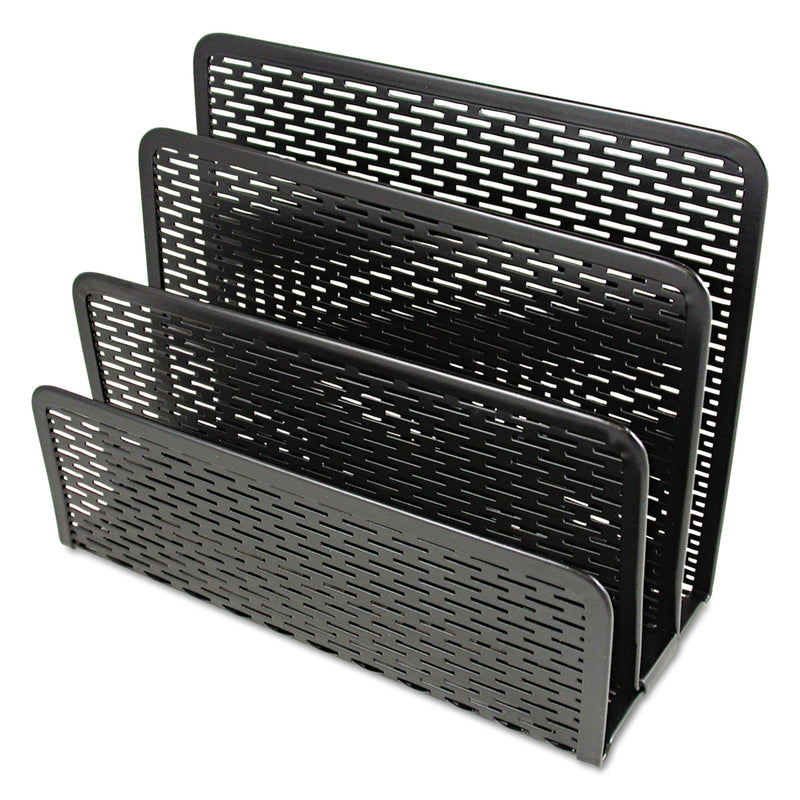 Artistic Urban Collection Punched Metal Letter Sorter, 3 Sections, DL to A6 Size Files, 6.5" x 3.25" x 5.5", Black