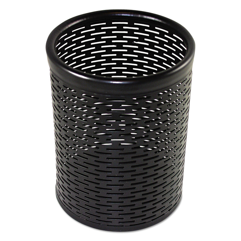 Artistic Urban Collection Punched Metal Pencil Cup, 3.5" Diameter x 4.5"h, Black