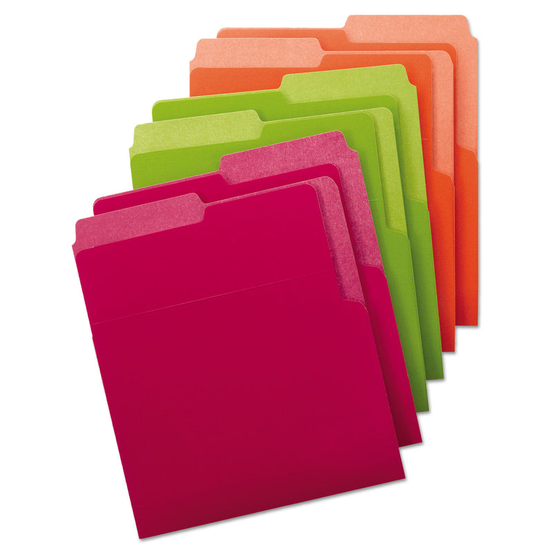 Smead Organized Up Heavyweight Vertical File Folders, 1/2-Cut Tabs, Letter Size, Assorted: Green/Orange/Red/Sky Blue/Yellow, 6/Pack