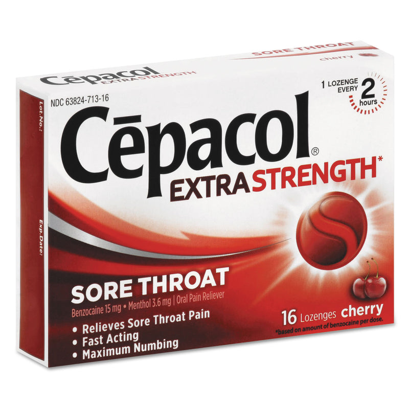 Cepacol Extra Strength Sore Throat Lozenge, Cherry, 16/Box, 24 Boxes/Carton
