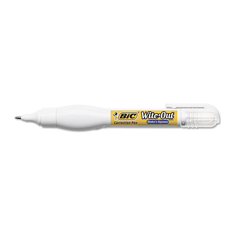 BIC Wite-Out Shake 'n Squeeze Correction Pen, 8 mL, White, 4/Pack