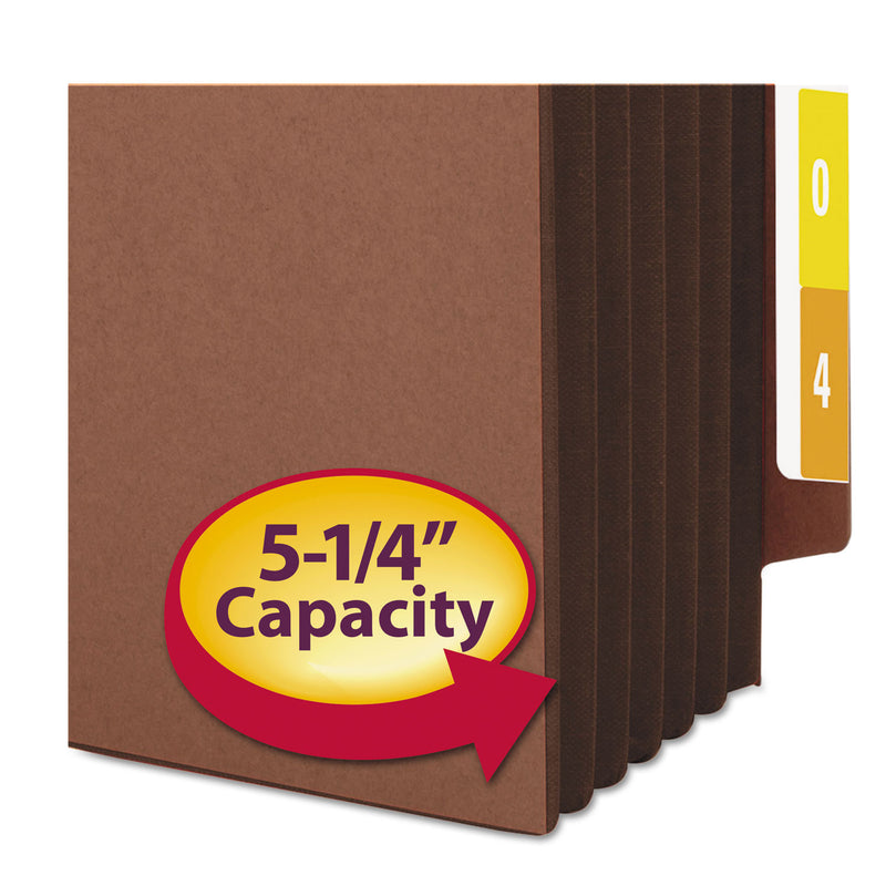 Smead Redrope Drop-Front End Tab File Pockets, Fully Lined Colored Gussets, 5.25" Expansion, Letter Size, Redrope/Brown, 10/Box
