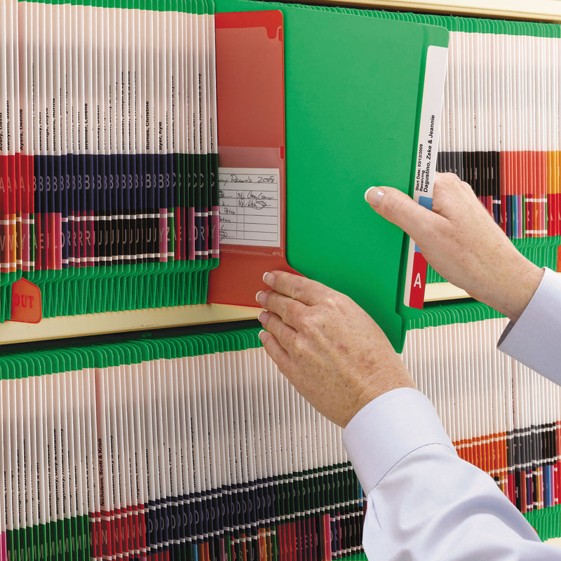 Smead Heavyweight Colored End Tab Fastener Folders, 2 Fasteners, Letter Size, Green Exterior, 50/Box