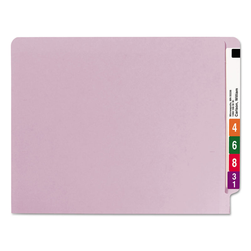 Smead Shelf-Master Reinforced End Tab Colored Folders, Straight Tabs, Letter Size, 0.75" Expansion, Lavender, 100/Box