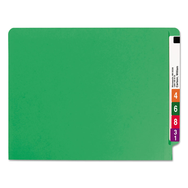 Smead Shelf-Master Reinforced End Tab Colored Folders, Straight Tabs, Letter Size, 0.75" Expansion, Green, 100/Box