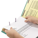 Smead End Tab Colored Pressboard Classification Folders with SafeSHIELD Coated Fasteners, 2 Dividers, Letter Size, Green, 10/Box