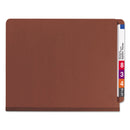 Smead End Tab Pressboard Classification Folders with SafeSHIELD Coated Fasteners, 2 Dividers, Letter Size, Red, 10/Box