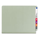 Smead End Tab Pressboard Classification Folders with SafeSHIELD Coated Fasteners, 1 Divider, Letter Size, Gray-Green, 10/Box