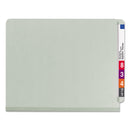 Smead End Tab Pressboard Classification Folders with SafeSHIELD Coated Fasteners, 3 Dividers, Letter Size, Gray-Green, 10/Box