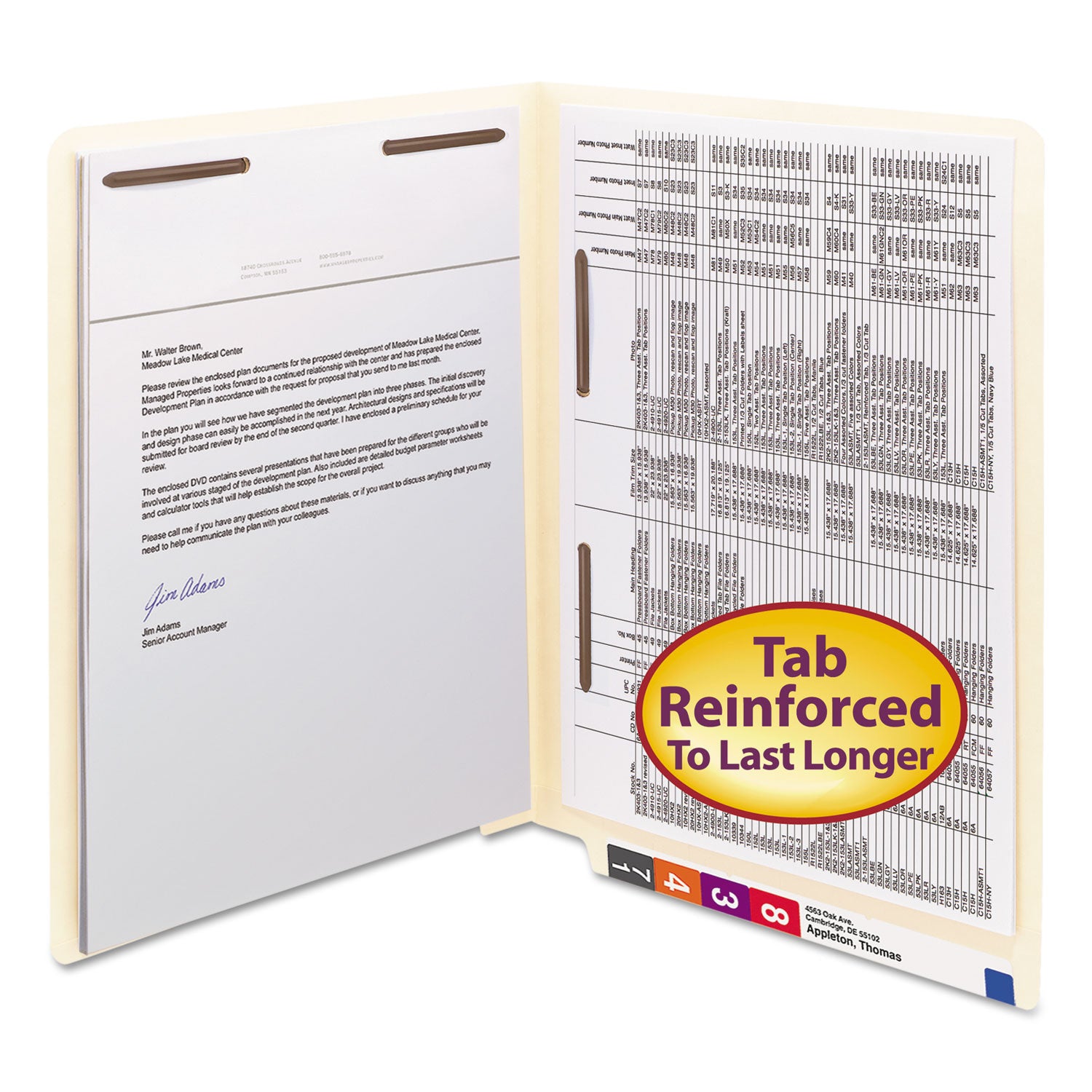 Manila End Tab Fastener Folders with Reinforced Tabs, 11-pt Stock, 2 ...