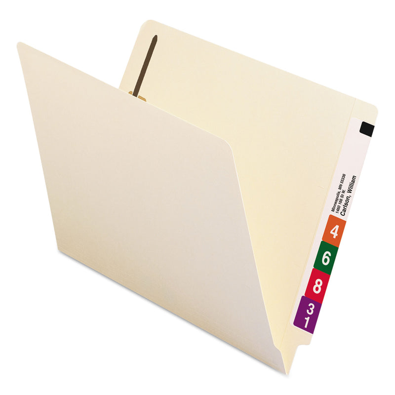 Smead Manila End Tab Fastener Folders with Reinforced Tabs, 11-pt Manila, 2 Fasteners, Letter Size, Manila Exterior, 50/Box