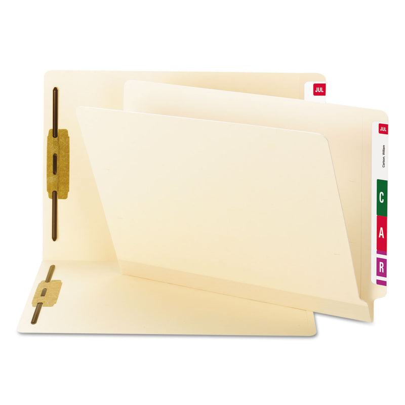 Smead TUFF Laminated Fastener Folders with Reinforced Tab, 2 Fasteners, Letter Size, Manila Exterior, 50/Box