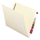 Smead 100% Recycled Manila End Tab Fastener Folders, 2 Fasteners, Letter Size, Manila Exterior, 50/Box